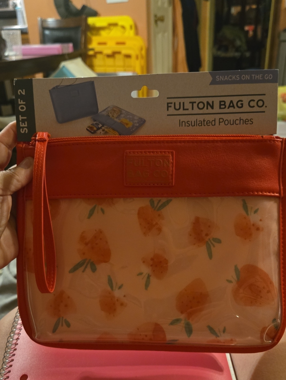 2 Strawberry Insulated Snack Pouches 297